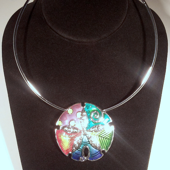 Sand Dollar slide pendant and clasping choker - Picture 1 of 2